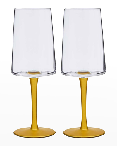 Spode Creatures Of Curiosity Golden Stemmed Wine Glasses, Set Of 2