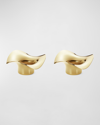 GEORG JENSEN GOLDEN STAINLESS STEEL COBRA TEALIGHT HOLDERS, SET OF 2