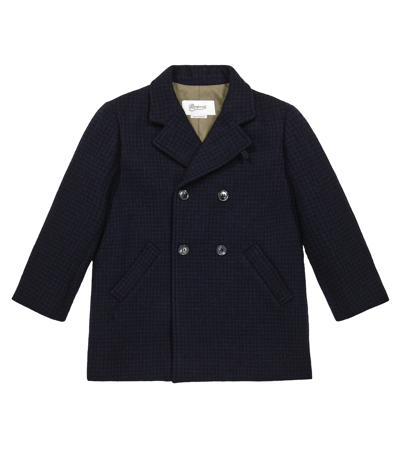 Bonpoint Kids' Barnaby Checked Wool-blend Coat In Navy Blue