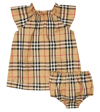 BURBERRY BABY VINTAGE CHECK COTTON-BLEND DRESS AND BLOOMERS SET
