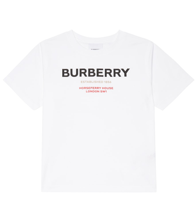 Burberry Kids' Horseferry棉质针织t恤 In White