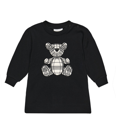 Burberry Baby Thomas Bear Cotton Dress In Black