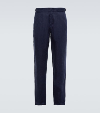 Orlebar Brown Slim-fit Linen Trousers In Blue