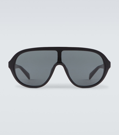 Celine Mask-shaped Acetate Sunglasses In Shiny Black / Smoke