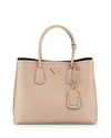 Prada Saffiano Cuir Double Bag, Tan (cammeo)