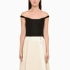 Khaite Audra Off-the-shoulder Wool-blend Top In Black
