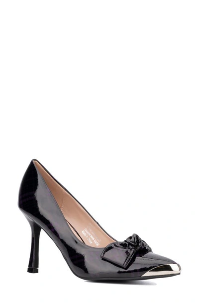 New York And Company Wendy Metal Accent Bow Pump In Purple