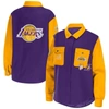 Wear By Erin Andrews Purple Los Angeles Lakers Colorblock Button-up Shirt Jacket In Purple
