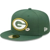 New Era Green Green Bay Packers Lips 59fifty Fitted Hat In Green