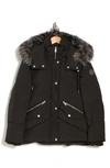 Andrew Marc Essential Water Resistant Down Puffer Faux Fur Hooded Jacket In Black