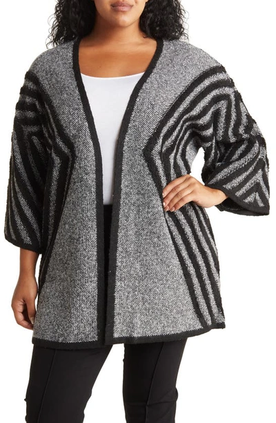 By Design Norwalk Open Patterned Cardigan In Black/ White