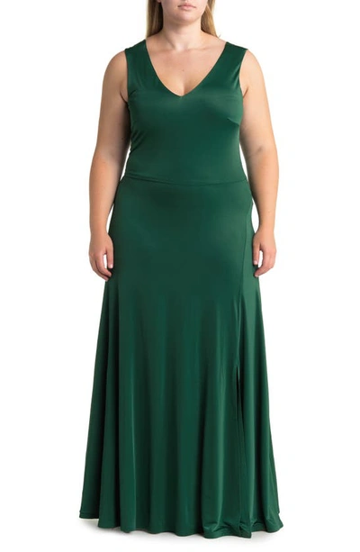 By Design Geneva Sleeveless Slinky Maxi Dress In Hunter Green