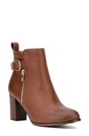 New York And Company Angie Womens Zipper Faux Leather Booties In Cognac