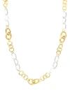 Olivia Welles Misha Link Necklace In Gold-worn Gold-worn Silver