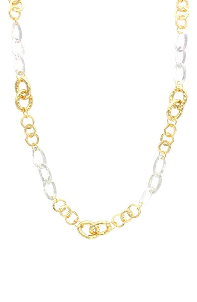 Olivia Welles Misha Link Necklace In Gold-worn Gold-worn Silver