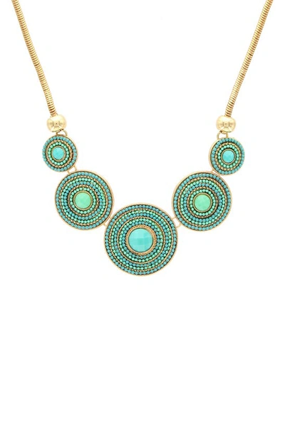 Olivia Welles Bulls Eye Beauty Necklace In Gold-turquoise