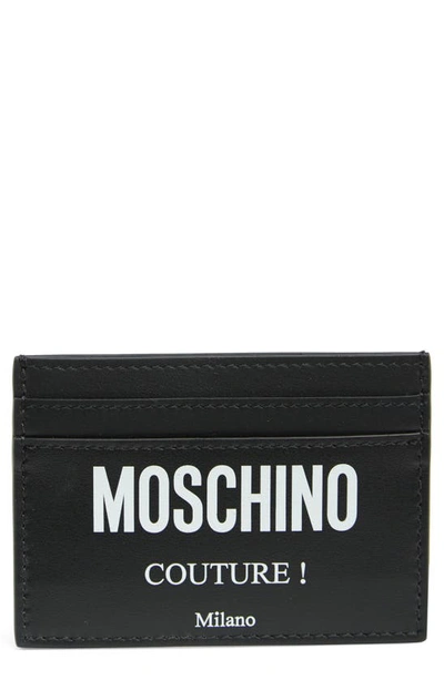 Moschino Leather Card Case In Black