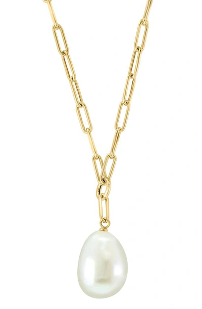 Effy 14k Yellow Gold 13-14mm Freshwater Pearl Pendant Necklace In White