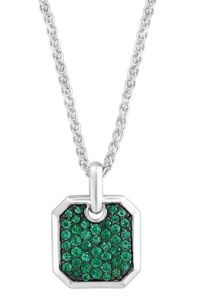 Effy Sterling Silver Emerald Pendant Necklace In Green