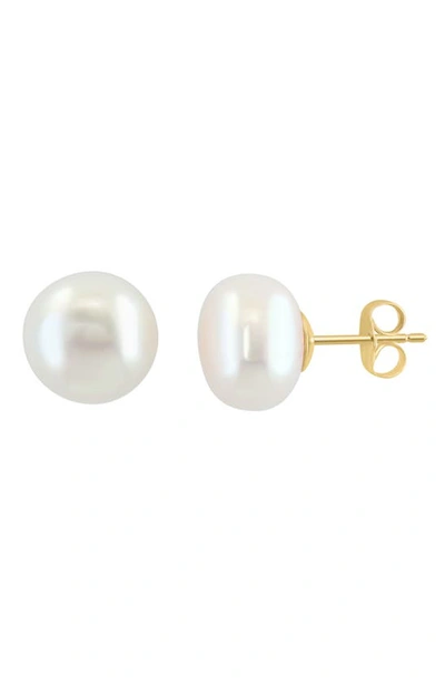 Effy 14k Yellow Gold 11-12mm Freshwater Pearl Stud Earrings In White