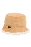 VINCE CAMUTO FAUX SHEARLING & SUEDE BUCKET HAT