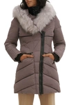 Noize Gigi Vegan Faux Fur Trim Quilted Parka In Plum