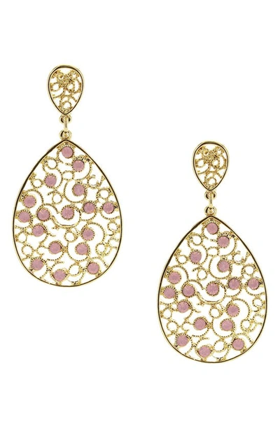 Olivia Welles Luxurious Lorene Drop Earrings In Gold-rose