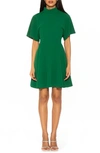 Alexia Admor Autumn Mock Neck Fit & Flare Dress In Green