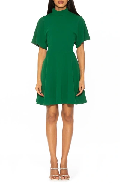 Alexia Admor Autumn Mock Neck Fit & Flare Dress In Green