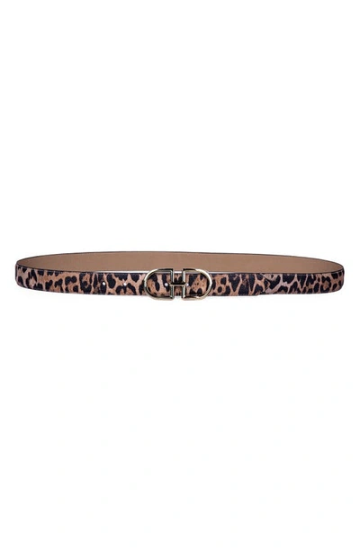 Linea Pelle Double Buckle Skinny Belt In Cheetah