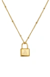 Savvy Cie Jewels Initial Lock Pendant Necklace In Gold - A