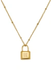 Savvy Cie Jewels Initial Lock Pendant Necklace In Gold - M