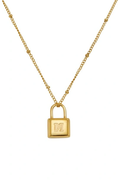 Savvy Cie Jewels Initial Lock Pendant Necklace In Gold - M