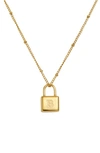 Savvy Cie Jewels Initial Lock Pendant Necklace In Gold - B