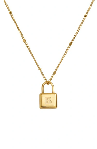 Savvy Cie Jewels Initial Lock Pendant Necklace In Gold - B
