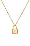 Savvy Cie Jewels Initial Lock Pendant Necklace In Gold - H