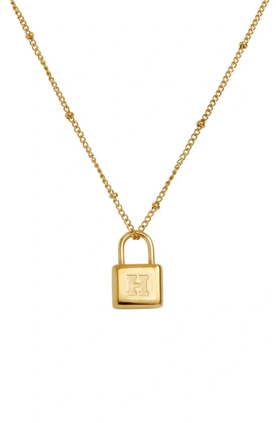 Savvy Cie Jewels Initial Lock Pendant Necklace In Gold - H