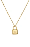 Savvy Cie Jewels Initial Lock Pendant Necklace In Gold - K