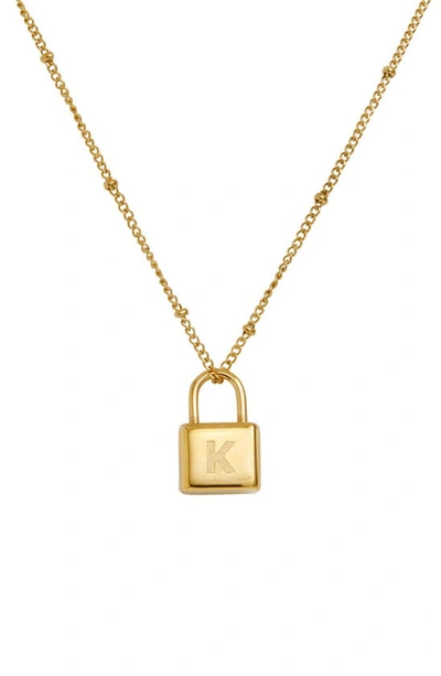 Savvy Cie Jewels Initial Lock Pendant Necklace In Gold - K