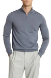 Reiss Blackhall Quarter Zip Wool Pullover In Airforce Blue