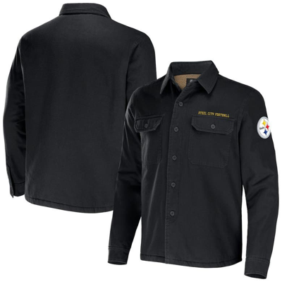 Nfl X Darius Rucker Collection By Fanatics Black Pittsburgh Steelers Canvas Button-up Shirt Jacket