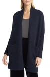 Eileen Fisher Open Front Cashmere Blend Cardigan In Nocturne