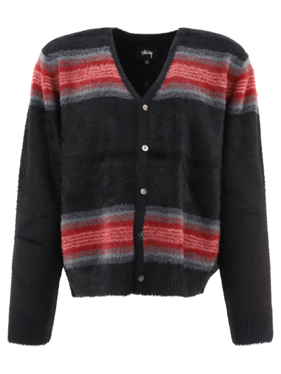 トップス stussy Stripe Shaggy Cardigan Black Stussy Stripe Shaggy Cardigan Black | BSTN Store