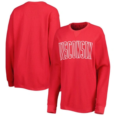 Pressbox Red Wisconsin Badgers Surf Plus Size Southlawn Waffle-knit Thermal Tri-blend Long Sleeve T-