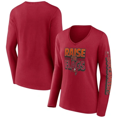 Fanatics Branded Red Tampa Bay Buccaneers Hometown Sweep Long Sleeve V-neck T-shirt