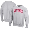 CHAMPION CHAMPION HEATHERED GRAY RUTGERS SCARLET KNIGHTS ARCH REVERSE WEAVE PULLOVER SWEATSHIRT