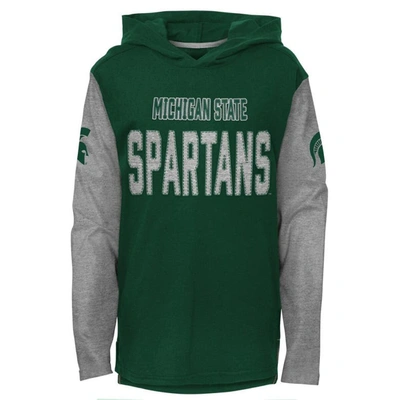 OUTERSTUFF YOUTH GREEN MICHIGAN STATE SPARTANS HERITAGE HOODIE LONG SLEEVE T-SHIRT