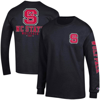 CHAMPION CHAMPION BLACK NC STATE WOLFPACK TEAM STACK LONG SLEEVE T-SHIRT