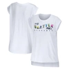 WEAR BY ERIN ANDREWS WEAR BY ERIN ANDREWS WHITE SEATTLE SEAHAWKS GREETINGS FROM MUSCLE T-SHIRT