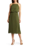 Sam Edelman Blouson Pleated Dress In Loden
